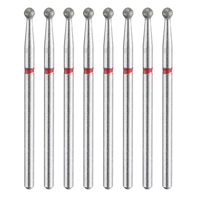 8pcs 200-230 Grits Diamond Grinding Bit 2.5mm Ball Head 2.5mm Length, Red