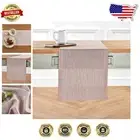 Chic Cinnamon & White Striped Table Runner - 100% Linen 14x90 Inches for Spring
