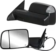 2 Pcs Power Heated Temp Sensor Tow Mirrors Compatible for Dodge Ram 1500 2500 3500 Switchback Power Heated Turn Signal Towing Mirrors 2009-2018(2009-2012 Chrome Pair)