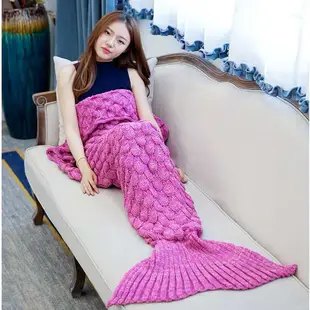 美人魚毯子魚鱗款魚尾巴空調毯子毛線針織午睡毯生日禮物創意禮物