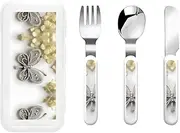 Rhinestone Butterfly And Flower 3 Piece Set For Camping Stainless Steel Flatware, Spoon, Fork, Knife, Ideal For Outdoor