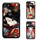 For iPhone XS 11 12 13 14 15 16 Pro Max dark red Girl Kimono Anti scratch Cover