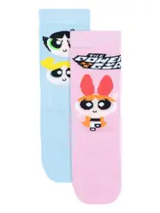 Underworks Girls Mid Crew Fashion Sock 2 Pack