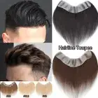 US Forehead Hairline Thin Skin PU Toupee Topper Men's Wigs Human Hair Hairpiece