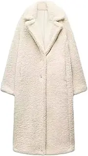 [Generic] Women's Loose Collar Fleece Button Decoration Long Coat Winter Jacket