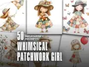 50 Whimsical Patchwork Girl Midjourney Prompts - Midjourney Watercolor Clipart