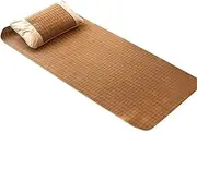 Longzhuo Summer Sleeping Mat, Rattan Mat Bed, Summer Cooling Sleeping Pad, Foldable Rattan Mattress, Cool Pad, Bamboo Summer Bedding for Home School Dormitory Single (Sheet100*195cm*1+Pillow48*72cm*1)