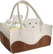 Kaxenig Diaper Bag Carry Bag, Felt Nappy Storage Bag, Baby Nappy Organiser with Removable Dividers, Portable Nappy Organiser for Changing Table, Nursery