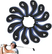 JIEBWCHA Golf Iron Head Cover, 12X Golf Headcovers, Number Alphabet Design Sports Fan Golf Club Equipment, Sports Fan Equipment Protects for All Weather Conditions