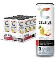 CELSIUS Essential Energy Drink 12 Fl Oz, Sparkling Fuji Apple Pear (Pack of 12)