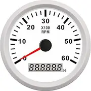 GPVPGHGRJ 85mm Car Boat Tacho Sensor Waterproof Marine Car Boat Tachometer Gauge with LCD Hourmeter Boat Tachometer 6000 8000 RPM 12V/24V Speedometer(White 6000RPM)