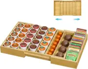 Coffee Pod Holder Drawer, Bamboo K Cup Holder Compatible with Nespresso Vertuo C