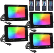 Onforu 4 Pack RGB LED Flood Light 160W Equivalent, DIY Color Changing Stage Ligh