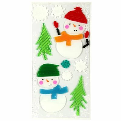 HOLIDAY TIME Christmas Winter Gel Window Clings - Snowman