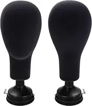 Binxind 2X Flocking Foam Mannequin Head Model Photography Props Adult Mannequin Head Mold Wigs Glasses Hat Display Holder Black