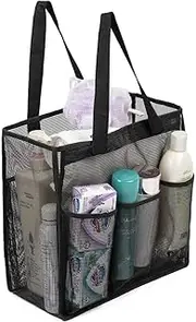 [ALYER] Big Mesh Shower Bag Tote,Portable Dry Wet Separation Bath Organizer with a Clear Zippered PVC Pocket