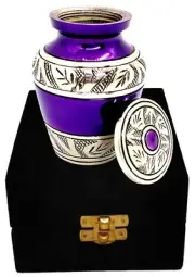 Classic Small Mini Cremation Keepsake Urn for Human Ashes – with Box and V