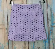Topshop Womens Size 6 Purple Black Polka Dot Front Slit Pull On Short Mini Skirt