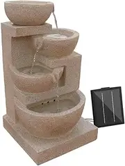 Gardeon Solar Water Fountain, 3W 72cm Tall Feature Pump Bird Bath Powered Features Fountains Garden Outdoor Indoor Pond Decoration, 3 Tiers Birdbath LED Lights Sand