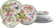 Certified International Hummingbirds Melamine 12 Pc. Dinnerware Set, Service for 4, Multicolor