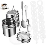 CIYODO Stainless Steel Stencils Latte Art 21pc Coffee Decor Tool Set Powder Shaker for Professional