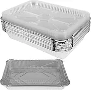 25 Pcs Aluminium Foil Baking Trays, Aluminium Foil Trays Containers, Aluminum Pans with Lids, Non-Stick Aluminum Foil Baking Pans, Tin Foil Pans for Baking Cooking Roasting Heating and Freezer