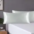 Pair of King Satin Silk Pillowcases with Envelope Closure 51 x 102 cm Grey
