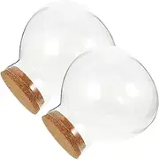 FUTUREORYY 2pcs Spherical Glass Terrarium Bottle Clear Microlandscape Jars for Indoor Plants Home Decor and DIY Projects Durable Cork Sealed Design
