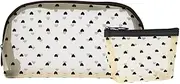 [FAVORTALK] Make Up Bag 2 Pcs Nested Cute Makeup Pouch Set Zippered Travel Cosmetic Pouch Bags for Holding Makeup Brushes Toiletry and Skincare Accessories, Beige Net Black Dot 2, 12 X 8.5 X 3 cm / 4.72