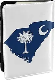 [JEJEA] South Carolina Flag Map Print Travel Organizer Credit Cards Case Passport BookPassport Holder Cover Wallet forTraveling,, Black, One Size