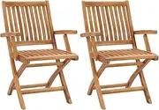 Folding Garden Chairs, 2 pcs Solid Teak Wood Outdoor Patio Dining Set, Weather-Resistant Furniture, Space-Saving Foldable Design