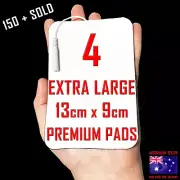 TENS EMS ELECTRODE PADS - 13cm x 9cm x 4 EXTRA LARGE PADS for ALL PIN TYPE CABLE