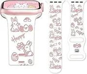 Calina Easter Band fits for Apple Watch Band 42mm(Series 10) 41mm 40mm 38mm Series 10 SE 9 8 7 6 5 4 3-1, Sport Silicone Band for Apple Watch Strap, Soft iWatch Band for Apple Smart Watch Band-White