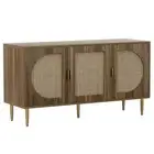 Artiss Buffet Sideboard 3 Doors - Anya glass,linen,mdf Sideboards & Buffets