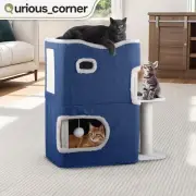 25" Cat House / Kitten Playhouse 2 Tier w/ Scratching Sisal Pole & Sleeping Pads