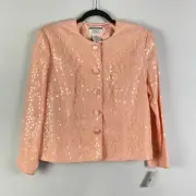 Talbots Lace Sequin Jacket Size 14P Vintage Joan Leslie Button Up