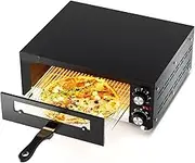 Electric Pizza Oven, 1100W Countertop Pizza Machine with 60min Timer, 50~300℃ Temperature Adjustment, Double Sided Baking, Rapid Heating Portable Pizza Maker for Pizza, Steak, Arabic Bread