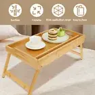 Bed Tray Table Bamboo Bed Breakfast Tray with Handle and Foldable Leg Sofa buayg