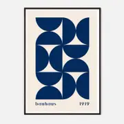 Galrie Bauhaus 1919 - Elegant Minimalist Geometric Art Print for Modern Interiors, Black Frame, A2 42 x 60cm (16 x 24inch)