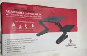 Medic Therapeutics Adjustable Laptop Desk W/ Cooling Pad & Mouse Pad Silver