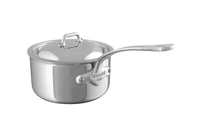 Mauviel M'Cook 5-Ply Polished Stainless Steel Sauce Pan With Lid, And Cast St...