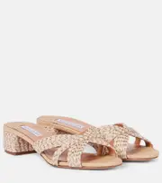 [Aquazzura] Aquazzura Sundance Beach 35 raffia mules AU 9 beige