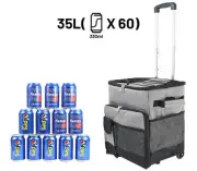 Cooler Picnic Bag Trolley Thermally Insulated LARGE 36L 60 cans Grey Drinks Food