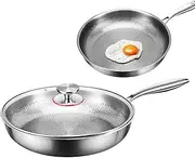 Genérico Saute Pan Nonstick Egg Pan with Lid, Titanium Pan with | Multifunctional Frying Pan for Cooker, Stove, Oven, Camping | Cooking Pot for Sauteing, Frying, Slow Cooking,