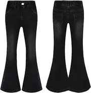 [iiniim] Wide Leg Denim Pants for Girls Stretch Bootcut High Waisted Leggings Casual Bell Bottom Jeans