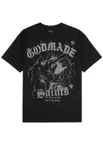 God Made Saints Logo Cotton T-shirt - Black L