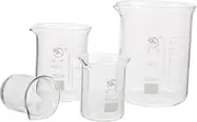 SHOWERORO High Borosilicate Glass Beakers 4pcs Set Measuring Cups Scale Lab Glassware