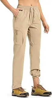 [Rdruko] Women's Hiking Pants Lightweight Quick Dry Water Resistant Cargo Outdoor Travel Pants Elastic Waist