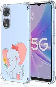 [WOKEZ] Case Compatible with Oppo A78 5G, Shockproof Silicone Mobile Phone Case for Oppo A78 5G with Flowers Elephant Design, Transparent Protective Case for Oppo A78 5G Slim Girlish Bumper B03