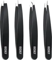 Tweezers - Professional Stainless Steel Tweezers - Eyebrow Plucking - Set of 4 P